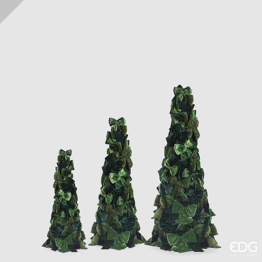 edg enzo de gasperi edg enzo de gasperi set 3 coni natalizi con fiocchi verde mix decorazioni di natale ean 8059824710987