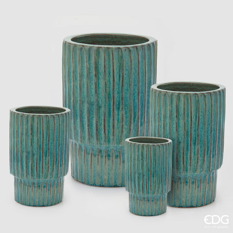 edg enzo de gasperi edg enzo de gasperi set 4 pz vaso glaze atlas righe h 68 cm h 56 cm h 44 cm h 37 cm waterproof mix blu ean 8059824609014