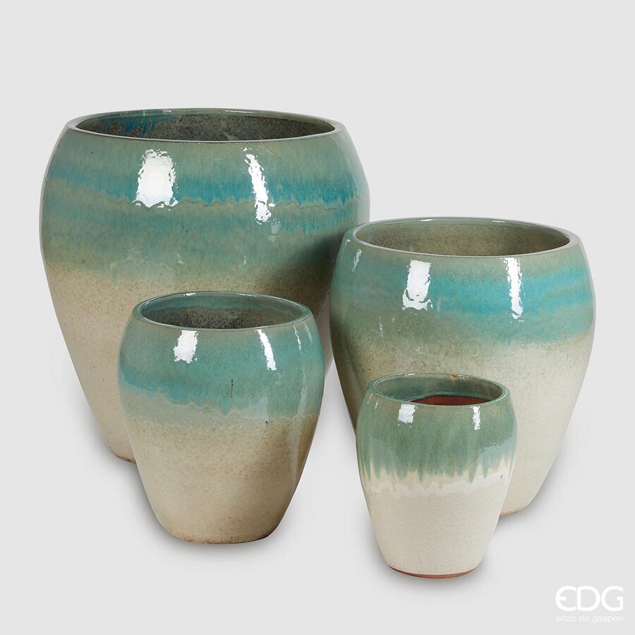 edg enzo de gasperi edg enzo de gasperi set 4 pz vaso glaze bombato h 68 cm h 52 cm h 42 cm h 32 cm waterproof mix verde ean 8059824046987