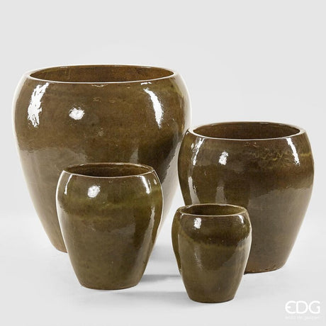 edg enzo de gasperi edg enzo de gasperi set 4 pz vaso glaze bombato h 68 cm h 52 cm h 42 cm h 32 cm waterproof olive ean 8059824011541