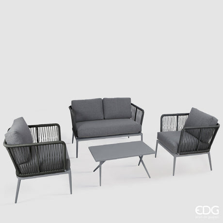 edg enzo de gasperi edg enzo de gasperi set salotto divano 2 poltrone e tavolino dark grey ean 8056372848605