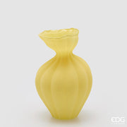 EDG Enzo De Gasperi Vase Flow Sinuoso H 30,5 Cm D 19,5 Cm Waterproof Satiniertes Glas Gelb