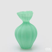 EDG Enzo De Gasperi Vase Flow Sinuous H 30,5 cm D 19,5 cm Waterproof Satinglas Grün