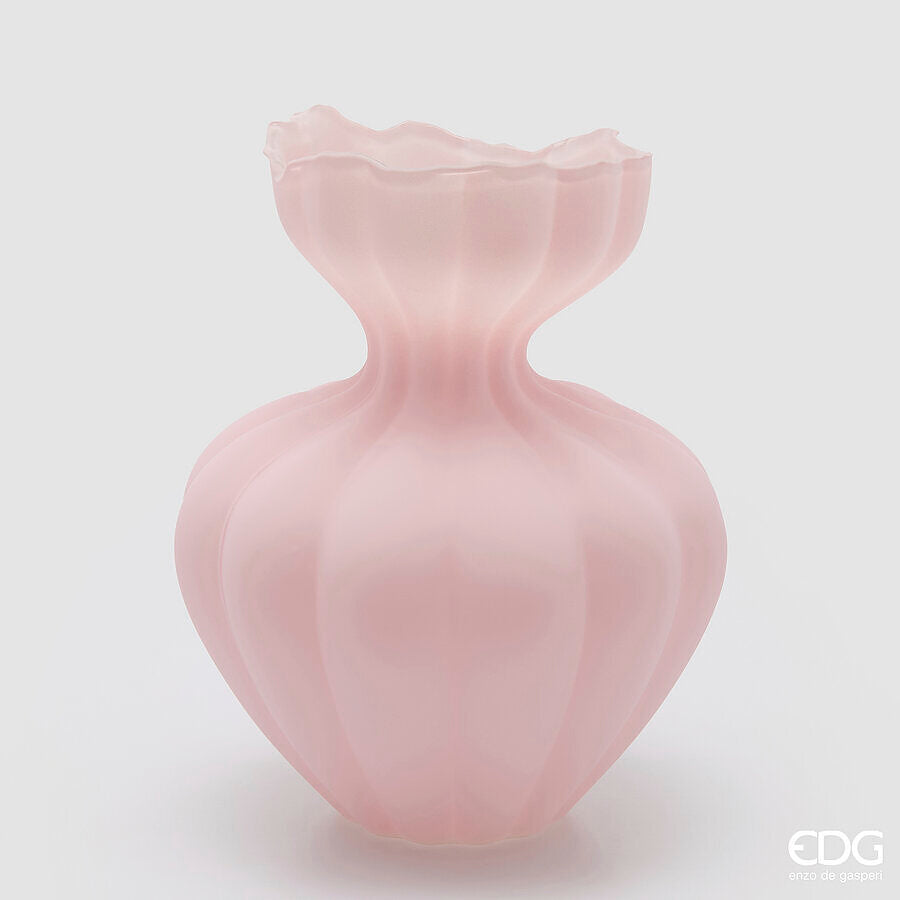 edg enzo de gasperi edg enzo de gasperi vaso flow sinuoso h 32 cm d 26 cm waterproof vetro satinato rosa ean 8059824630698