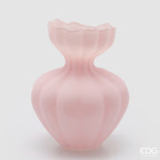 EDG Enzo De Gasperi Vase Flow Sinuös H 32 cm D 26 cm Wasserdicht Satiniertes Glas Rosa