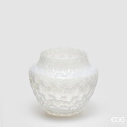EDG Enzo De Gasperi Vase Honeycomb Wabenmuster H 17 Cm D 20 Cm Glas Wasserdicht Weiß
