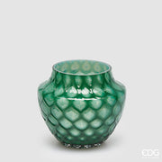 EDG Enzo De Gasperi Vase Honeycomb Wabenmuster H 17 cm D 20 cm Glas Wasserdicht Grün