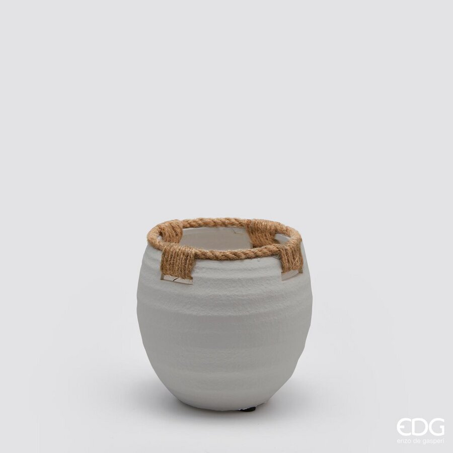 edg enzo de gasperi edg enzo de gasperi vaso in terracotta con corde h 15 cm d 15 cm grigio vaso decorativo naturale design moderno ean 8059824127488