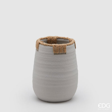 edg enzo de gasperi edg enzo de gasperi vaso in terracotta con corde h 21 cm d 16 cm grigio vaso decorativo naturale design moderno ean 8059824127563