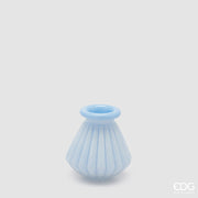 EDG Enzo De Gasperi Vase Rillen mit Rand H 13 cm D 12 cm Wasserdicht Glas Himmelblau