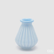 EDG Enzo De Gasperi Vase Geriffelt mit Rand H 20 cm D 16 cm Wasserfest Glas Himmelblau