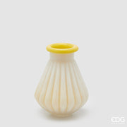 EDG Enzo De Gasperi Vase mit Streifen und Rand H 20 cm D 16 cm Wasserdicht Gelbes Glas
