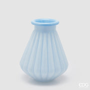 EDG Enzo De Gasperi Vase mit Rillen und Rand H 28 cm D 23 cm Wasserfest Himmelblau