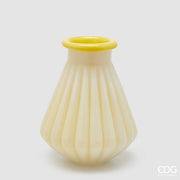 EDG Enzo De Gasperi Vase mit Rillen und Rand H 28 cm D 23 cm Wasserfest Gelbes Glas