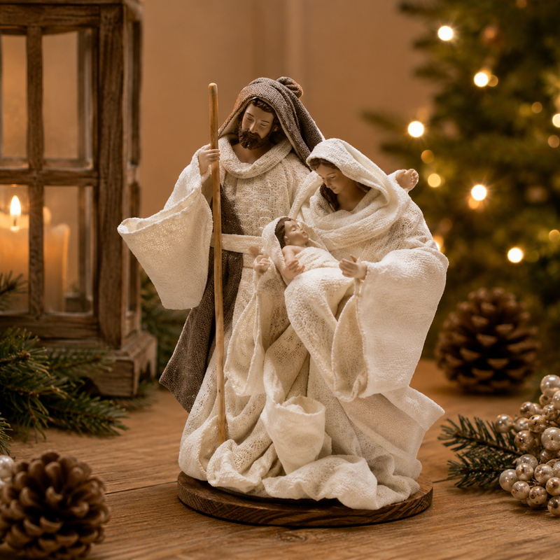 EDG Enzo De Gasperi Geburt Lord Weihnachten mit Basis H 17 cm Elfenbein