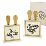 Etm Set Käse La Vita aus Holz und Keramik 13x18 cm