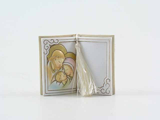 Libro icona Sacra Famiglia Etm 8×6 cm: bomboniera battesimo, comunione e cresima in conf. 12 pz.