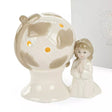 Bomboniera mappamondo LED Prima Comunione bambina Etm in porcellana 10 cm. Luce integrata, pronta all’uso.