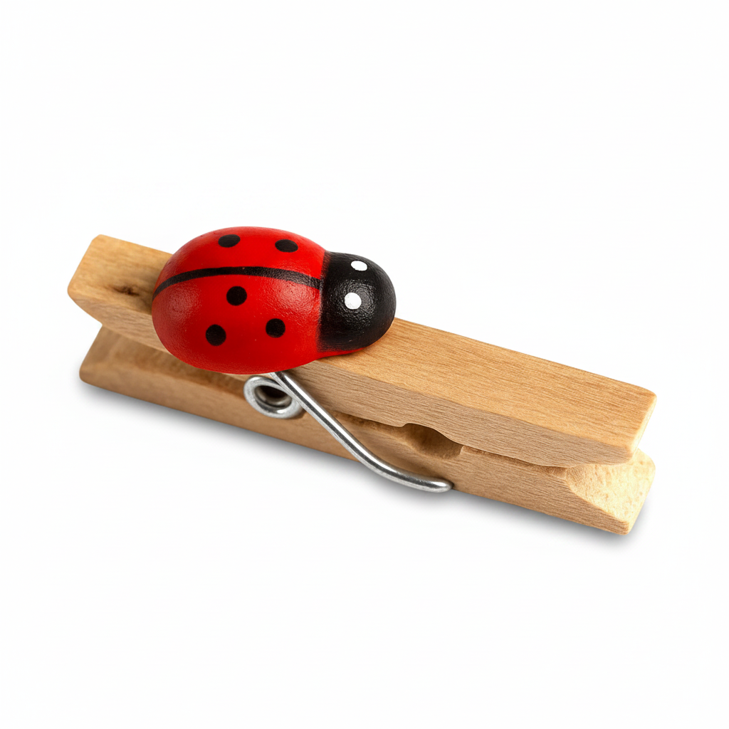 Chiudi pacchi e bomboniere con stile: mollette Ghisi Roberto &C in legno naturale con coccinella, 25 mm, conf. 50 pz. Versatili per hobby e decor.