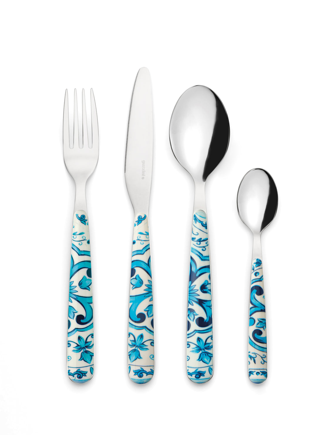 guzzini guzzini set 24 posate blues in acciaio con impugnatura in plastica decorata servizio tavola elegante ean 28194576