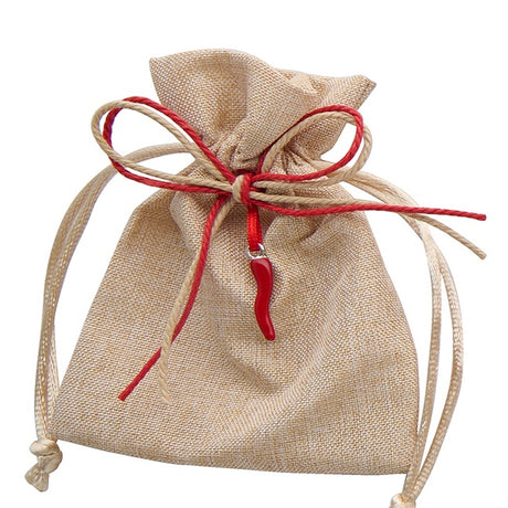 larcolaio larcolaio sacchetto juta 9x12 cm con corno laurea bomboniera elegante 12 pz ean 8059558631244