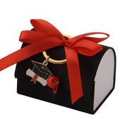 L'Arcolaio Schachtbox mit Schlüsselanhänger Gastgeschenk 7 x 5 cm Bonbonniere Schwarz 1 Stk