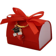 L'Arcolaio Schachtbox mit Schlüsselanhänger Gastgeschenk 7 x 5 cm Süßigkeitenschachtel Abschluss Rot 1 Stück