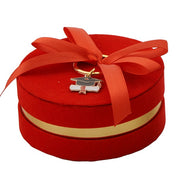 L'Arcolaio Schachtbox mit Schlüsselanhänger Gastgeschenk Ø 10 x 4 cm Bonbonniere Abschluss Rot 1 Stück