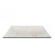 Piano tavolo HPL 70×70 cm sp. 10 mm finitura Calacatta effetto marmo bianco, antigraffio e impermeabile. Made in Italy per bar e hotel.