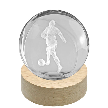 linea due elle linea due elle lumetto a sfera calciatore con base in legno d 6 cm h 8 cm bomboniera lampada decorativa sportiva ean 8033551046489