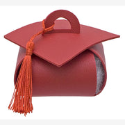 Linea Due Tocco Laurea Kunstleder Rot 9x9x6 cm – Dekorativer Absolventenhut für Gastgeschenke und Süßigkeiten Packung 12 Stück