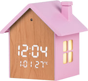 Lowell Uhr Häuschen Digitaler Wecker LED 9 x 10 x 7,5 cm Rosa