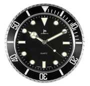 Lowell Orologio da Parete al Quarzo Cassa Acciaio Indici Luminiscenti D 33,8 Cm Nero
