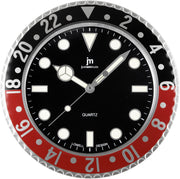 Lowell Wanduhr mit Quarzwerk Stahlgehäuse Leuchtindizes D 33,8 cm Rot