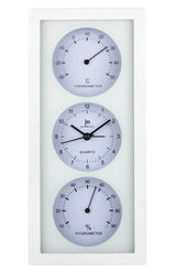 lowell lowell orologio da parete o appoggio con sveglia termometro e igrometro 12 x 26 cm ass bianco nero o grigio 1 pz ean 8008457153326