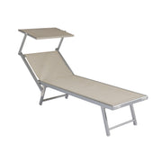 Moia Greenwood Strandliege mit Sonnendach Aluminium Textilene Sand