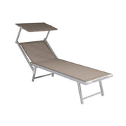 Moia Greenwood Strandliege mit Sonnendach Aluminium Textilene Taupe