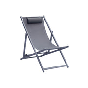 Moia Greenwood Strandliege aus Aluminium und Textilen Anthrazit – Verstellbares Strandliege-Design Modern