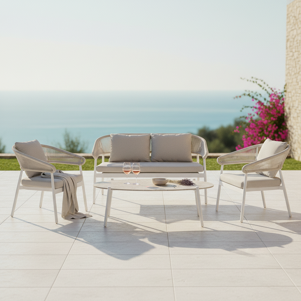 moia greenwood moia greenwood salotto cap ferrat in alluminio bianco con schienale corda set giardino design moderno outdoor ean 8013054835049