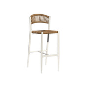 Moia Greenwood Hocker Milano Contract in Aluminium Weiß mit Strohjutegeflecht – Moderner Outdoor-Design-Hocker