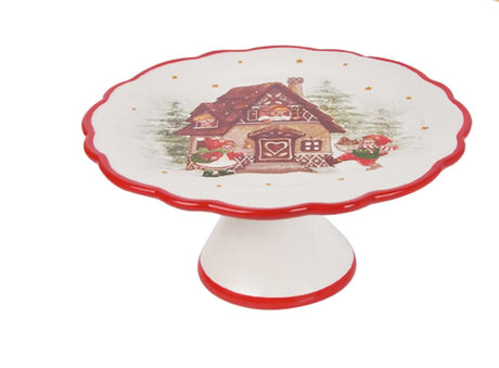 preziosa luxury home preziosa luxury home alzatina natale ceramica con bordo ondulato rotonda d 216 cm h 96 cm rosso ean 8050264117275