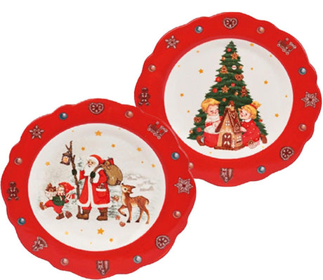 preziosa luxury home preziosa luxury home piatto dolce natale ceramica con bordo ondulato ass d 204 cm h 25 cm rosso 1 pz ean 8050264117299