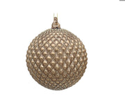 Kostbare Luxury Home Weihnachtskugel aus Glas mit geometrischen Verzierungen Ø 10 cm Bronze
