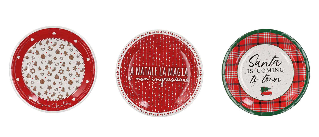 regalo italiano regalo italiano piattini carta natale d 18 cm ass cf 12 pz rosso bianco 1 pz ean 8057586122673