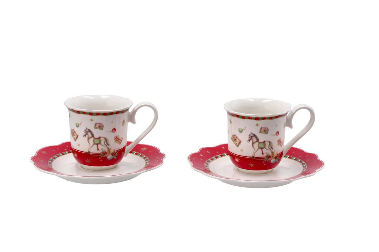 regalo italiano regalo italiano servizio 2 tazzine caffe di natale porcellana d 6 cm h 6 cm rosso bianco ean 8057586116900