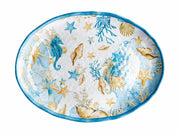 Italienisches Geschenk Ovales Melamin-Tablett Shell 40 x 30 x 3 cm Blau 1 Stk.