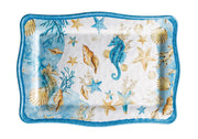 Italienisches Geschenk Rechteckiges Melamin-Tablett Shell 30 x 21 cm H 2 cm Blau 1 St.