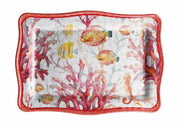 Italienisches Geschenk Rechteckiges Tablett Melamin Shell 30 x 21 cm H 2 cm Rot 1 Stk.
