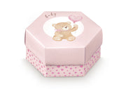 Scotton Hexagon-Box Little Bear 110 x 60 mm Rosa 10 Stk.