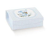 Scatola gift Scotton elefantino azzurro cartoncino 7×7×3cm CONF 10 PZ- Bomboniera piatta battesimo maschio e baby shower ean 8007402366293